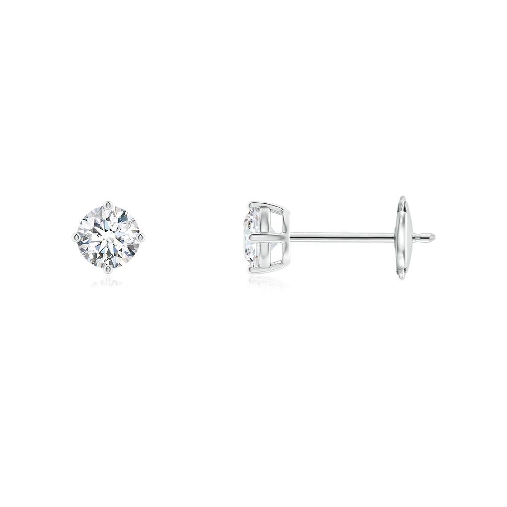 4mm GVS2 Basket-Set Solitaire Diamond Stud Earrings in White Gold