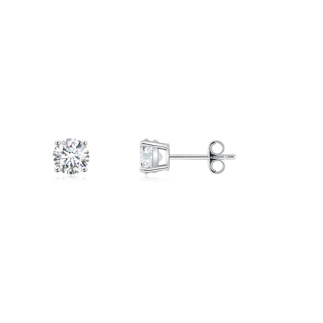 4mm GVS2 Basket-Set Solitaire Diamond Stud Earrings in White Gold - side 4