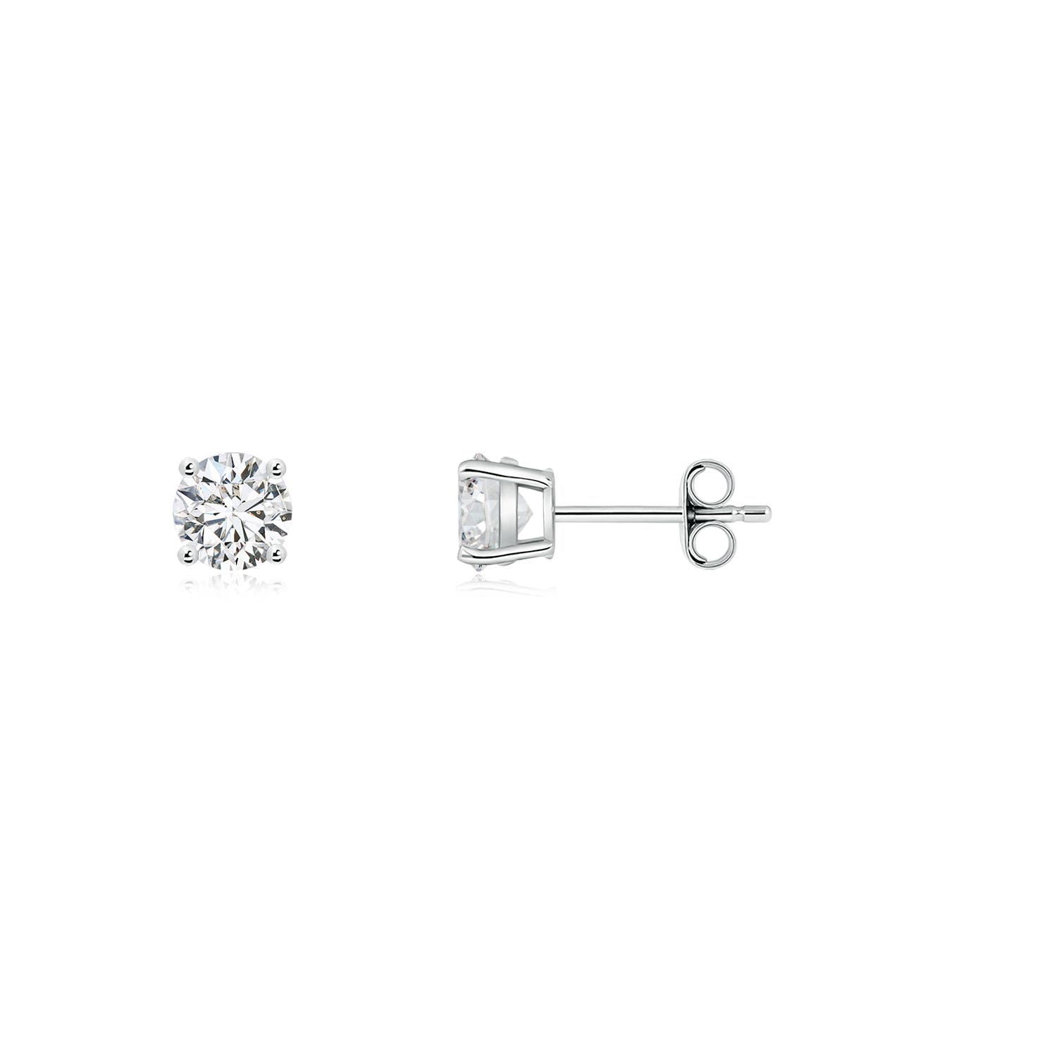 4mm HSI2 Basket-Set Solitaire Diamond Stud Earrings in P950 Platinum