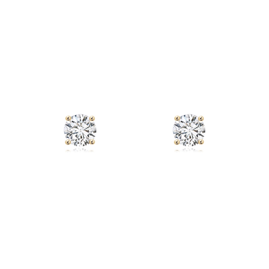 4mm HSI2 Basket-Set Solitaire Diamond Stud Earrings in Yellow Gold 