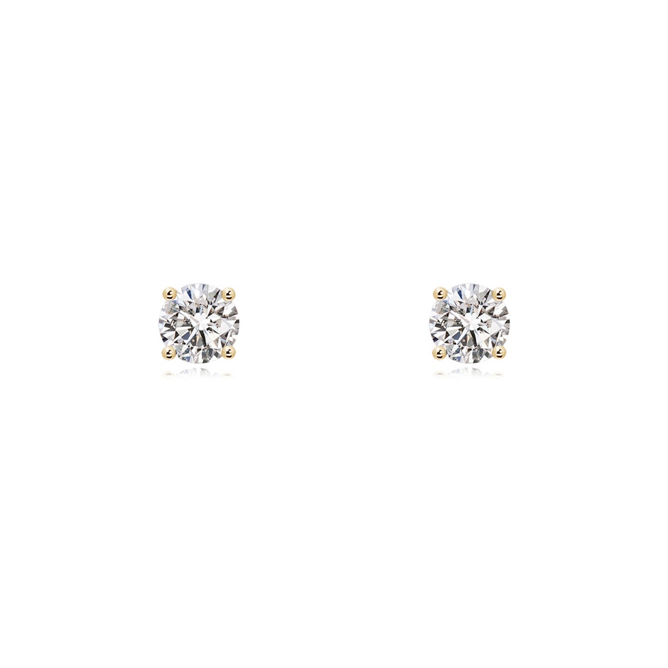 4mm IJI1I2 Basket-Set Solitaire Diamond Stud Earrings in 10K Yellow Gold 