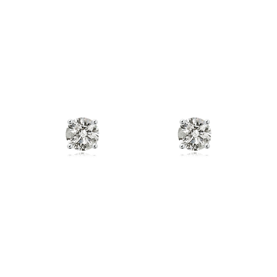 4mm KI3 Basket-Set Solitaire Diamond Stud Earrings in 10K White Gold 