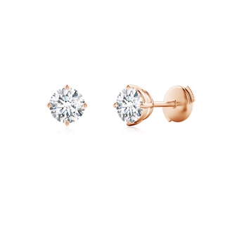 5.1mm GVS2 Basket-Set Solitaire Diamond Stud Earrings in 9K Rose Gold