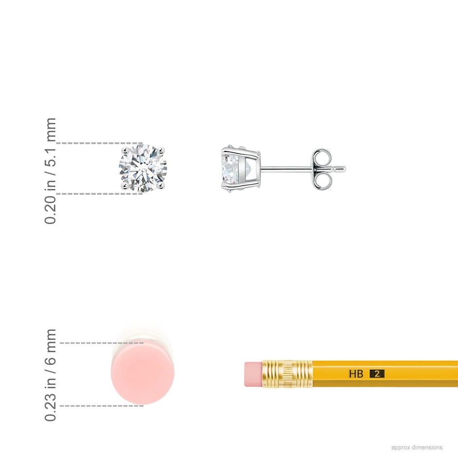 5.1mm GVS2 Basket-Set Solitaire Diamond Stud Earrings in P950 Platinum ruler