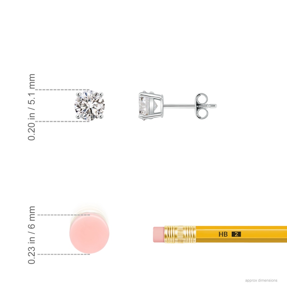 5.1mm IJI1I2 Basket-Set Solitaire Diamond Stud Earrings in P950 Platinum ruler