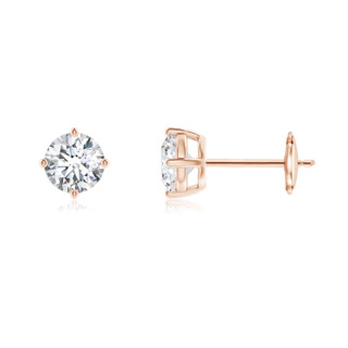 5.5mm GVS2 Basket-Set Solitaire Diamond Stud Earrings in 10K Rose Gold