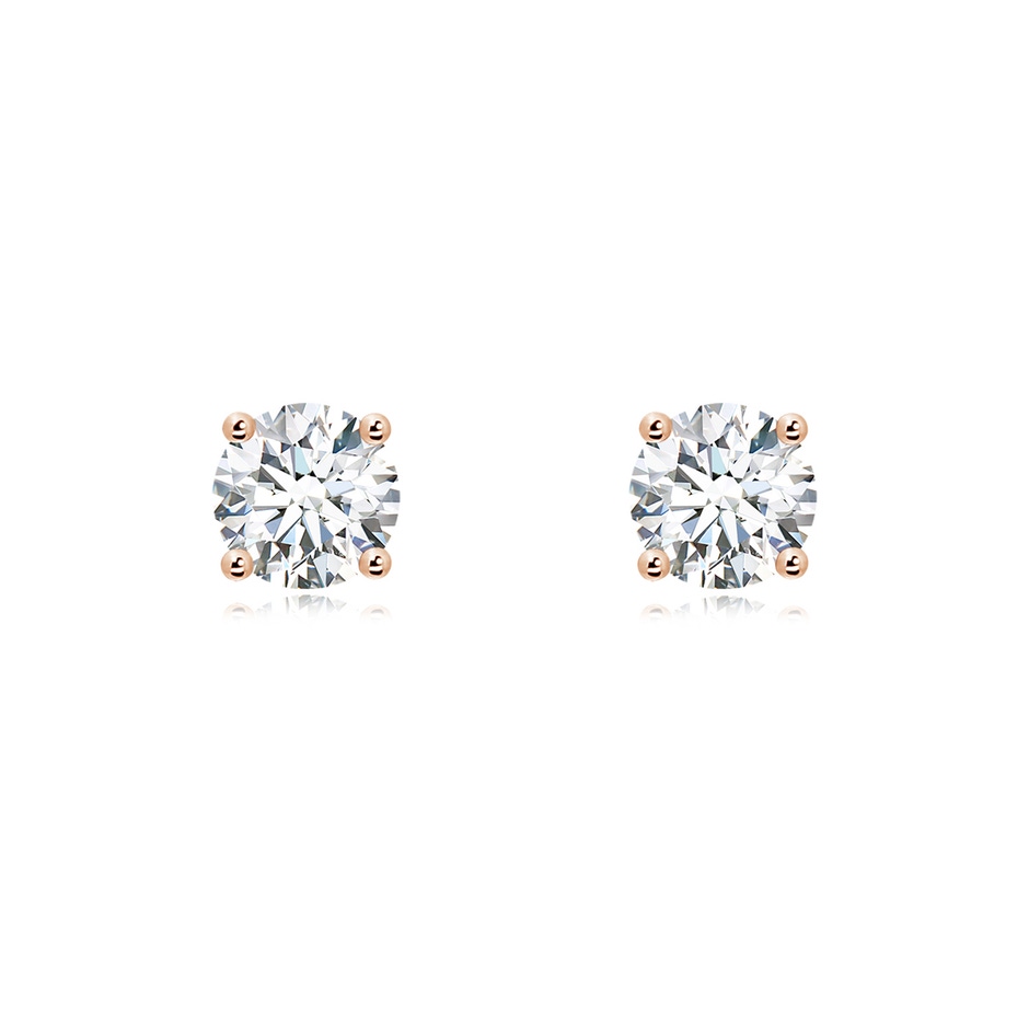 6.4mm GVS2 Basket-Set Solitaire Diamond Stud Earrings in Rose Gold 