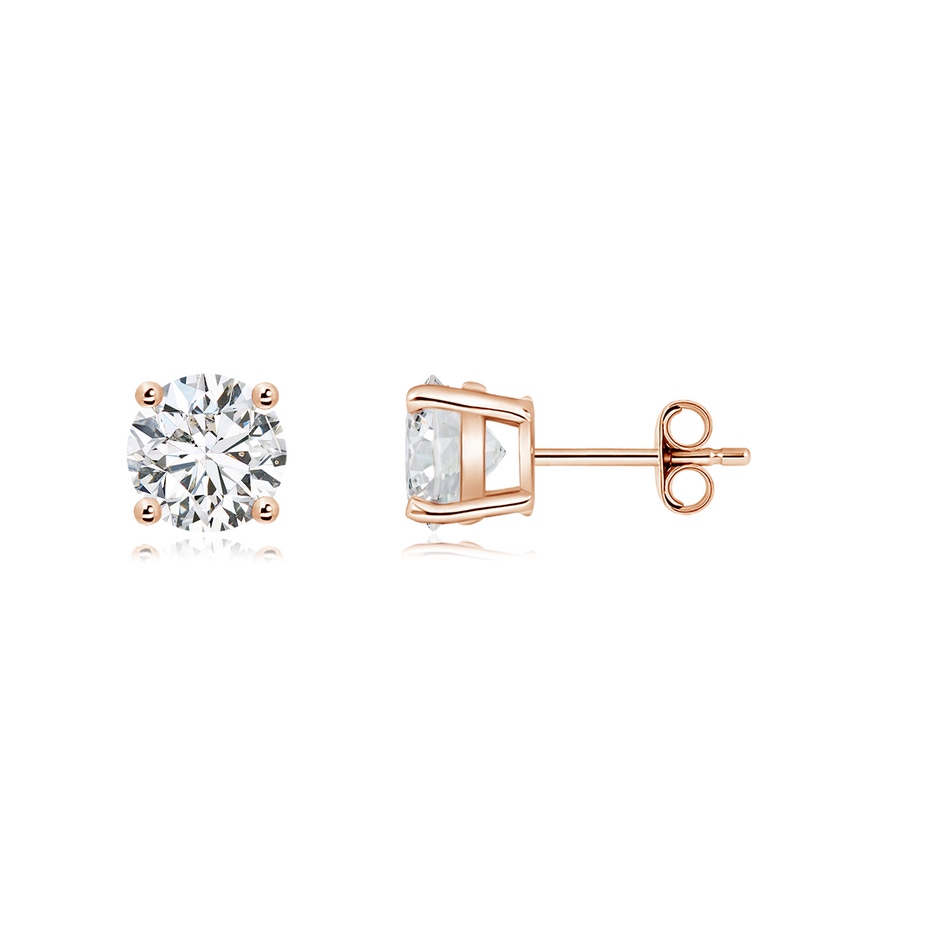 6.4mm HSI2 Basket-Set Solitaire Diamond Stud Earrings in 9K Rose Gold side 199