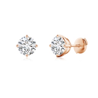 6.4mm HSI2 Basket-Set Solitaire Diamond Stud Earrings in Rose Gold