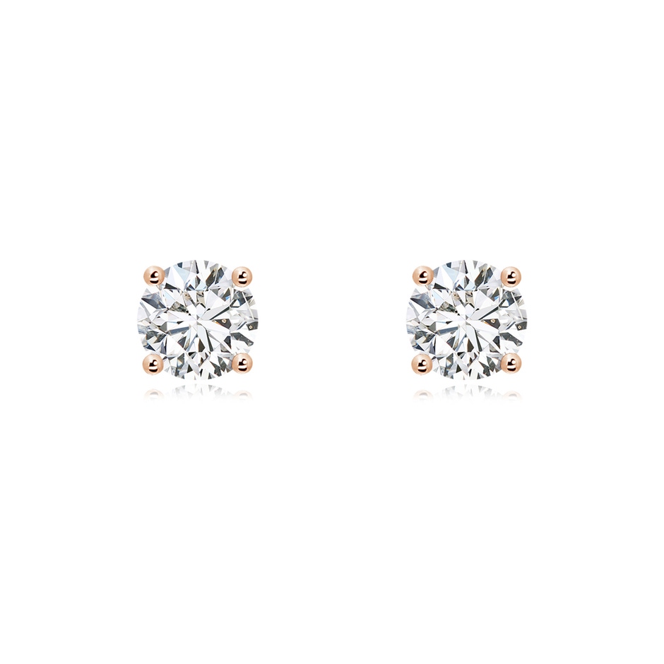 6.4mm HSI2 Basket-Set Solitaire Diamond Stud Earrings in Rose Gold 