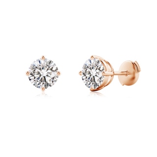 6.4mm IJI1I2 Basket-Set Solitaire Diamond Stud Earrings in 9K Rose Gold