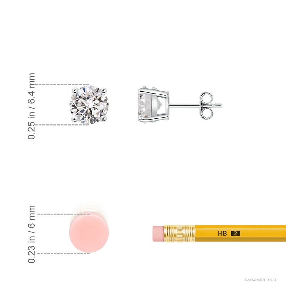 6.4mm IJI1I2 Basket-Set Solitaire Diamond Stud Earrings in P950 Platinum ruler