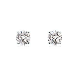 6.4mm IJI1I2 Basket-Set Solitaire Diamond Stud Earrings in White Gold