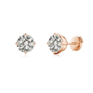 6.4mm KI3 Basket-Set Solitaire Diamond Stud Earrings in 9K Rose Gold