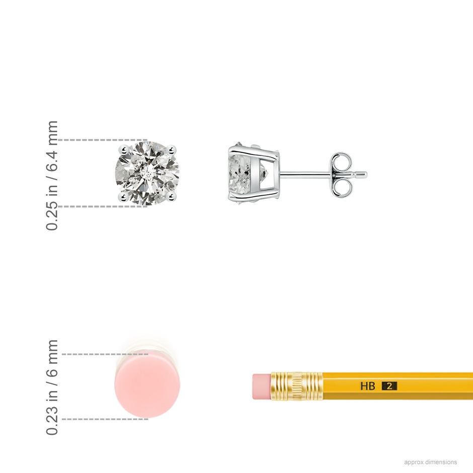 6.4mm KI3 Basket-Set Solitaire Diamond Stud Earrings in P950 Platinum ruler