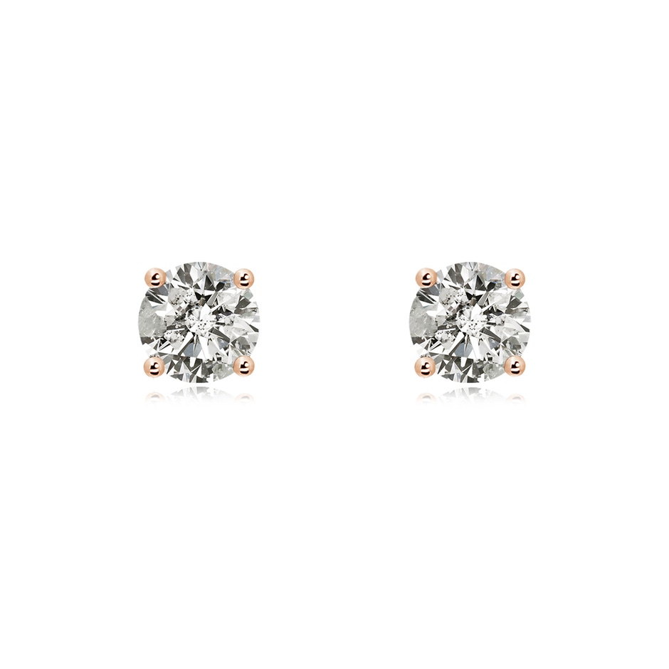 6.4mm KI3 Basket-Set Solitaire Diamond Stud Earrings in Rose Gold 