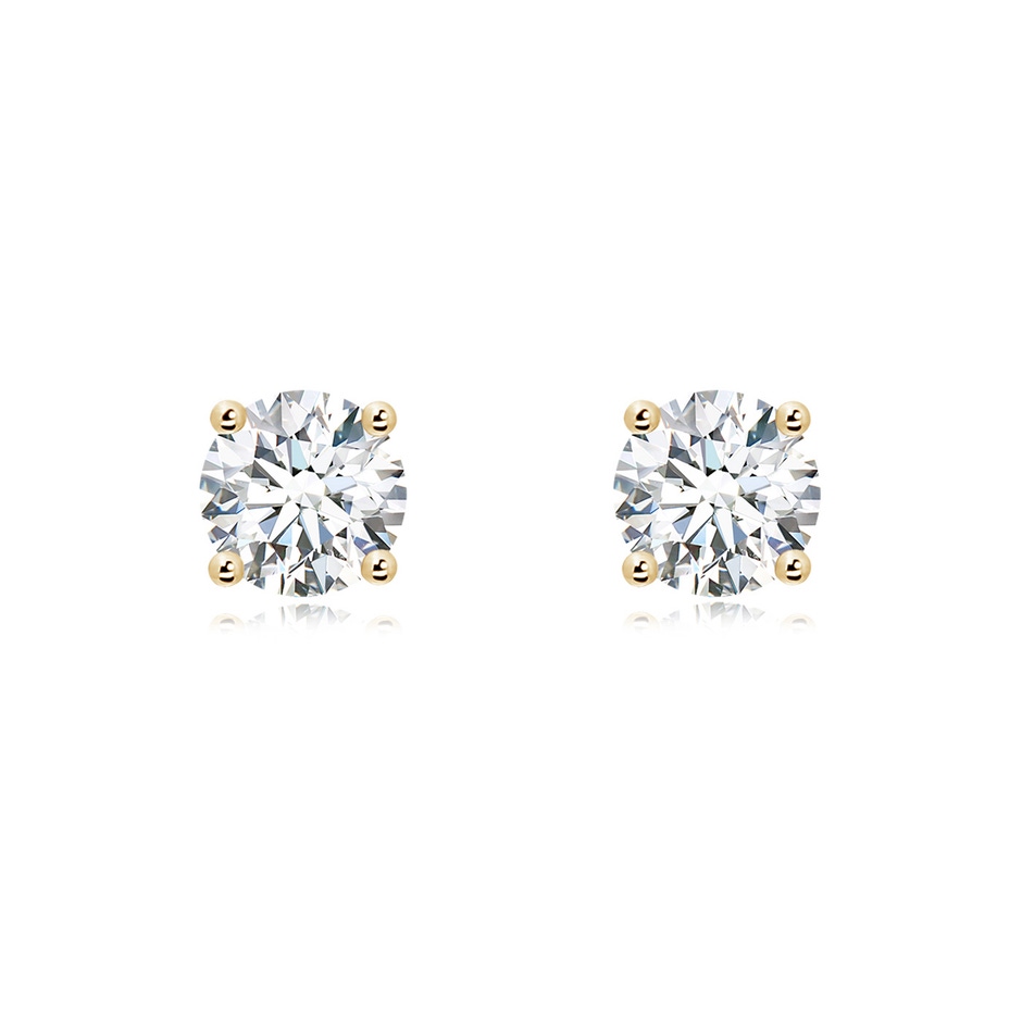 7.4mm GVS2 Basket-Set Solitaire Diamond Stud Earrings in Yellow Gold 