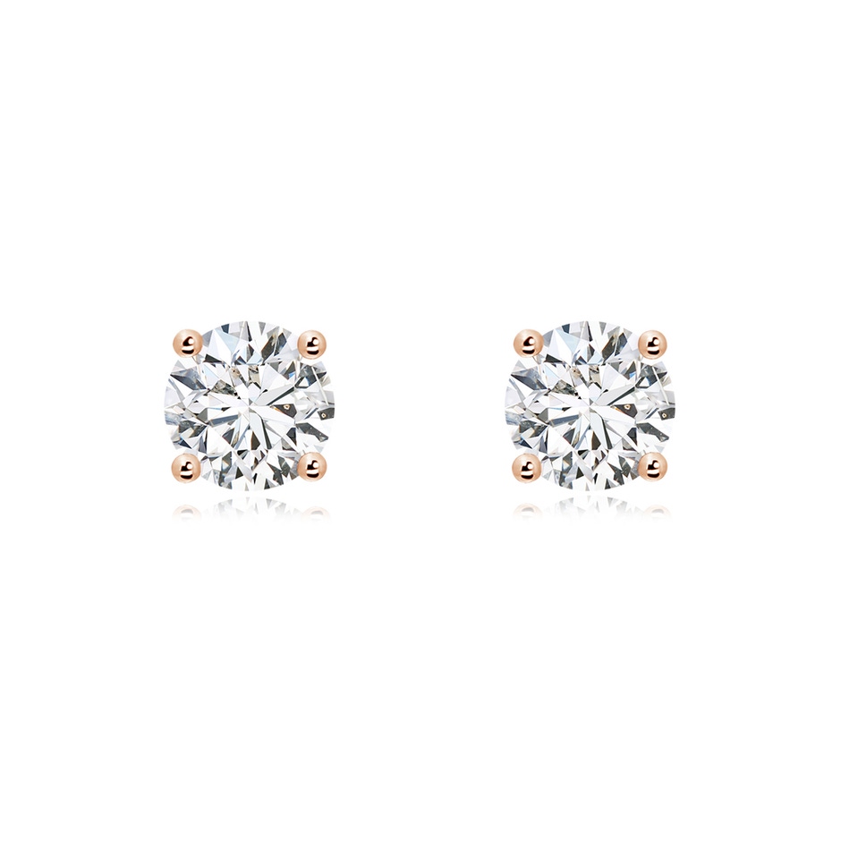 7.4mm HSI2 Basket-Set Solitaire Diamond Stud Earrings in Rose Gold 