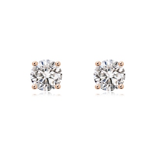 7.4mm IJI1I2 Basket-Set Solitaire Diamond Stud Earrings in 10K Rose Gold