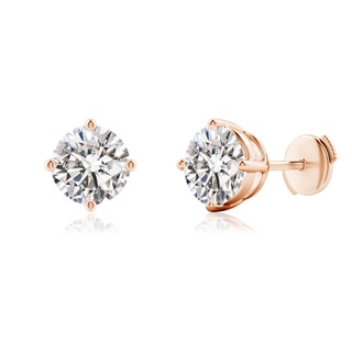 7.4mm IJI1I2 Basket-Set Solitaire Diamond Stud Earrings in 9K Rose Gold