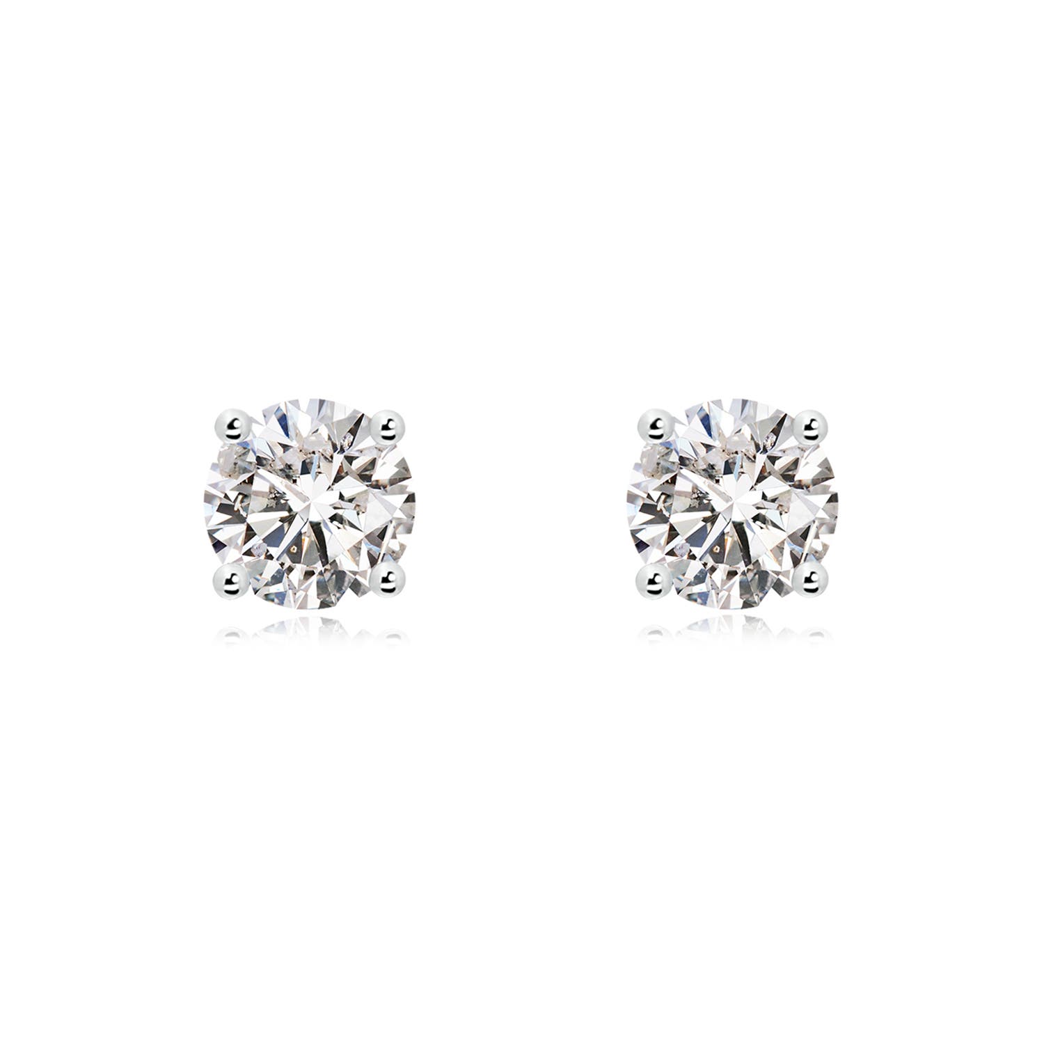 7.4mm IJI1I2 Basket-Set Solitaire Diamond Stud Earrings in White Gold