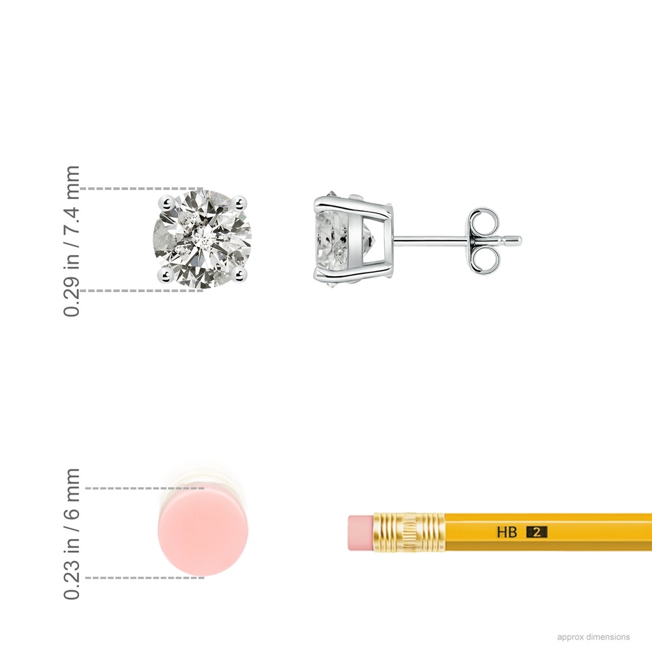 7.4mm KI3 Basket-Set Solitaire Diamond Stud Earrings in P950 Platinum ruler