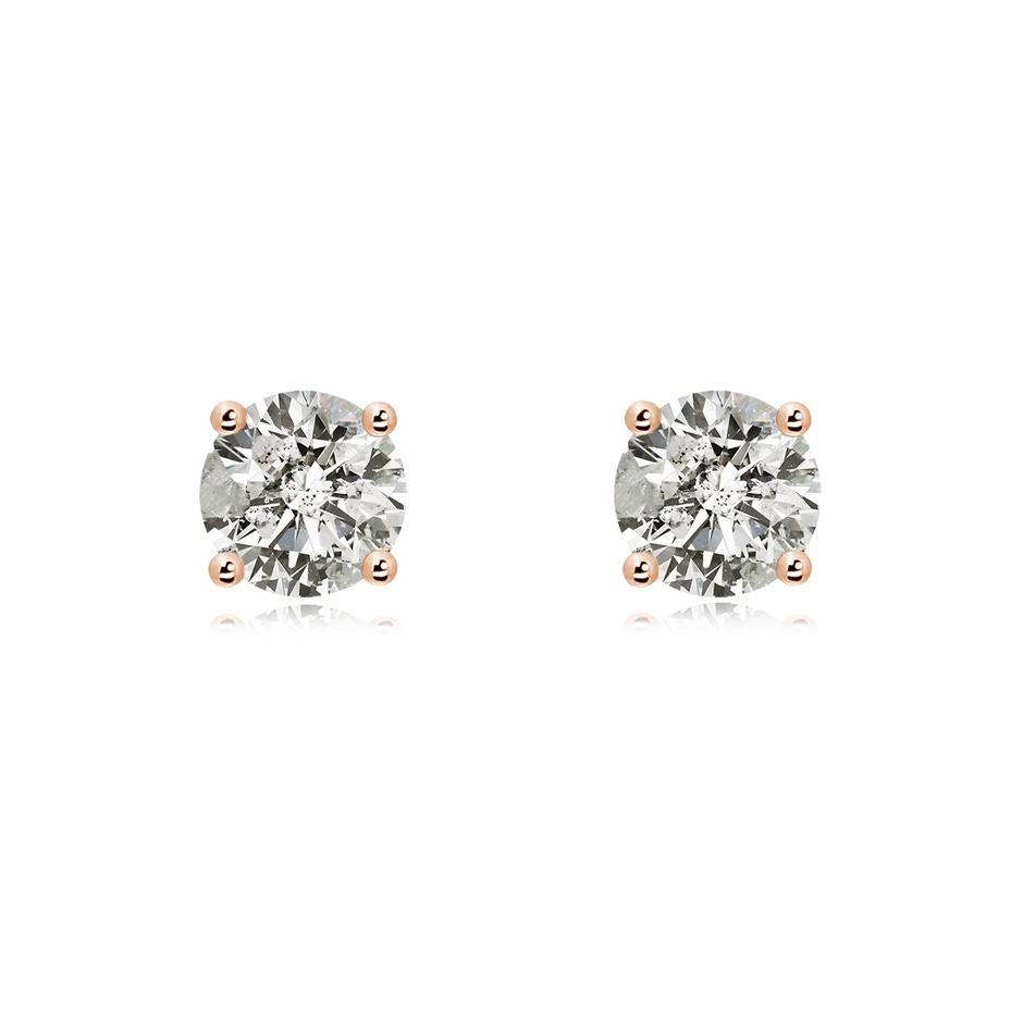 7.4mm KI3 Basket-Set Solitaire Diamond Stud Earrings in Rose Gold 