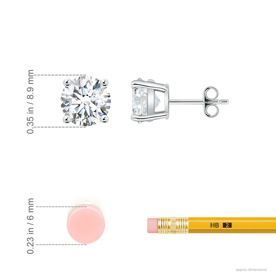 8.9mm GVS2 Basket-Set Solitaire Diamond Stud Earrings in P950 Platinum ruler