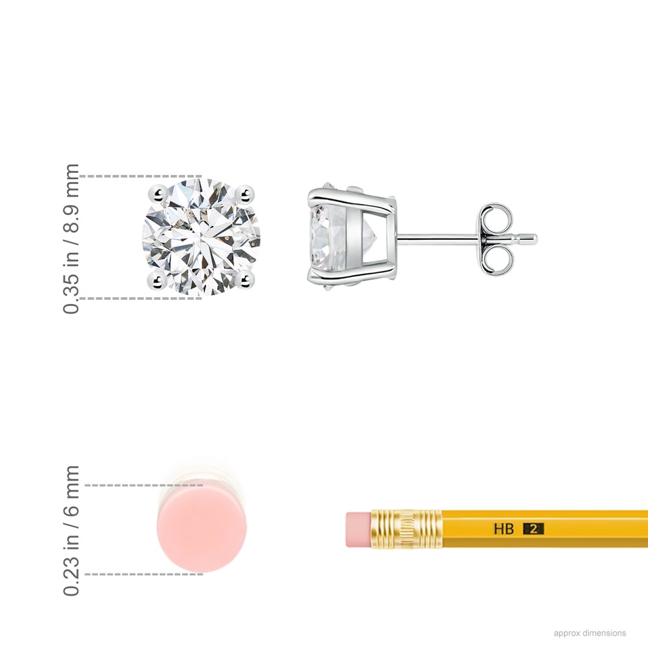 8.9mm HSI2 Basket-Set Solitaire Diamond Stud Earrings in P950 Platinum ruler