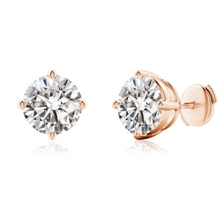 8.9mm IJI1I2 Basket-Set Solitaire Diamond Stud Earrings in 9K Rose Gold