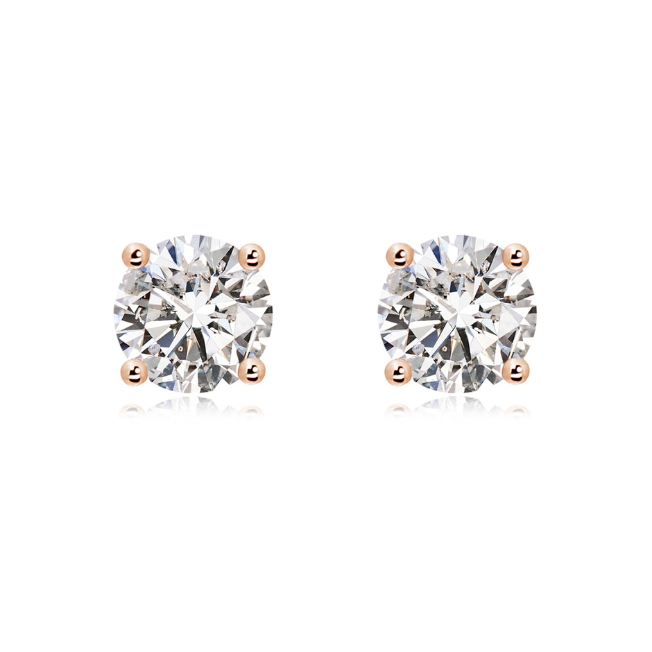 8.9mm IJI1I2 Basket-Set Solitaire Diamond Stud Earrings in Rose Gold 