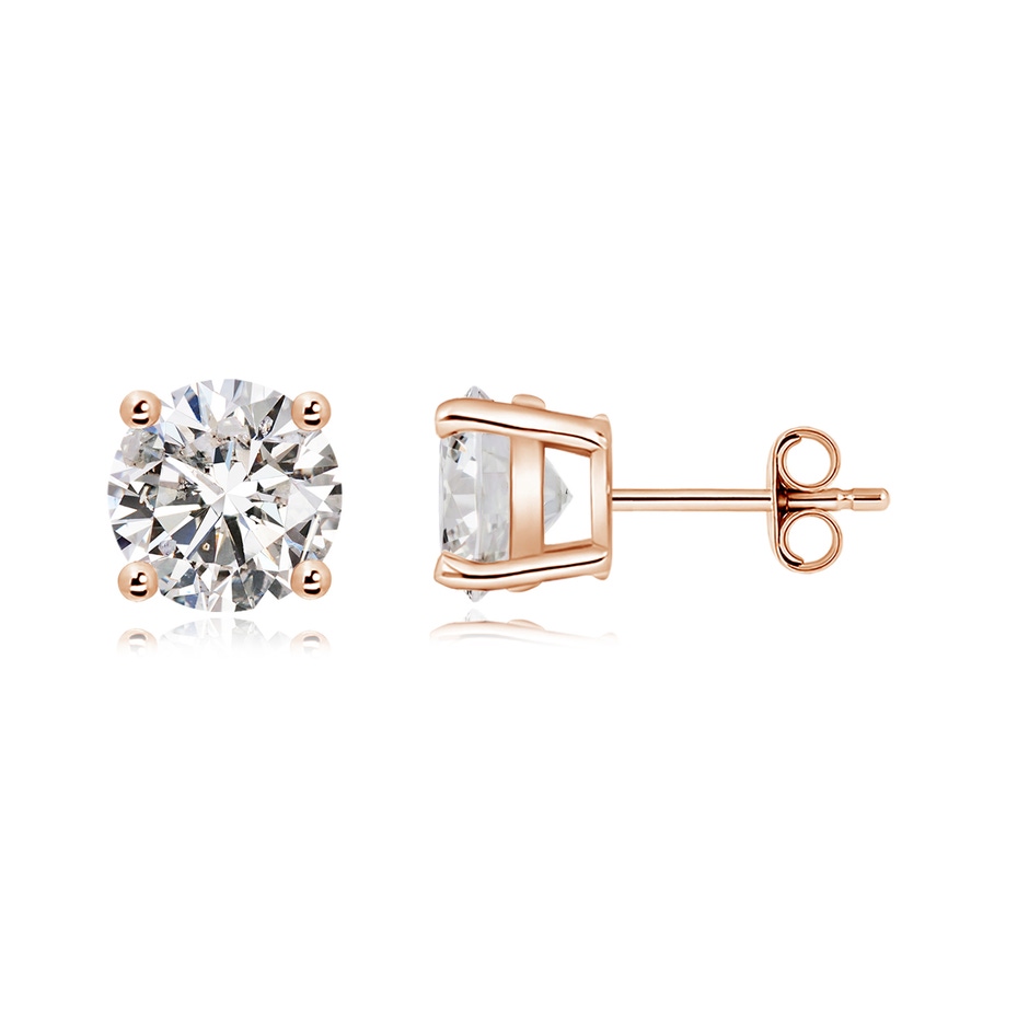 8.9mm IJI1I2 Basket-Set Solitaire Diamond Stud Earrings in Rose Gold side 199