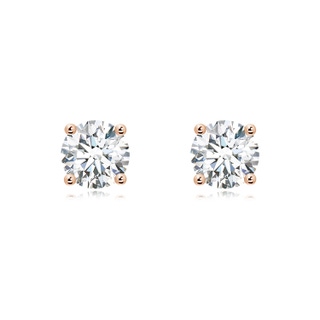 8mm GVS2 Basket-Set Solitaire Diamond Stud Earrings in Rose Gold