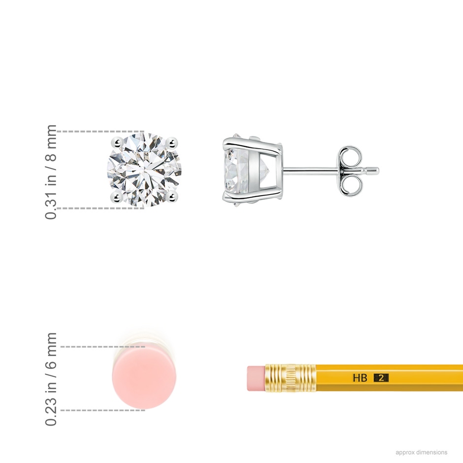 8mm HSI2 Basket-Set Solitaire Diamond Stud Earrings in P950 Platinum ruler