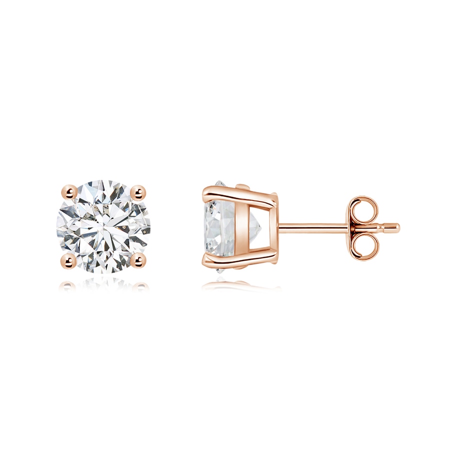 8mm HSI2 Basket-Set Solitaire Diamond Stud Earrings in Rose Gold side 199
