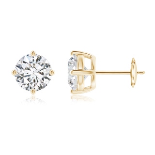 8mm HSI2 Basket-Set Solitaire Diamond Stud Earrings in Yellow Gold
