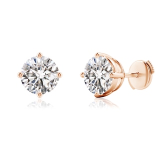 8mm IJI1I2 Basket-Set Solitaire Diamond Stud Earrings in 9K Rose Gold