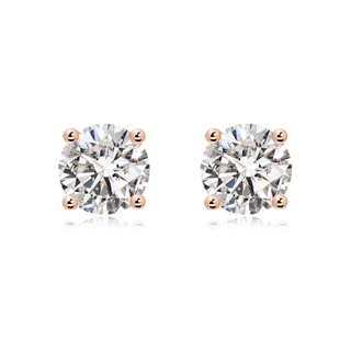 9.4mm IJI1I2 Basket-Set Solitaire Diamond Stud Earrings in Rose Gold