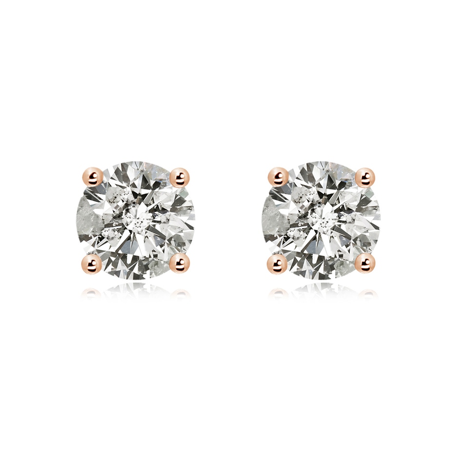 9.4mm KI3 Basket-Set Solitaire Diamond Stud Earrings in Rose Gold 