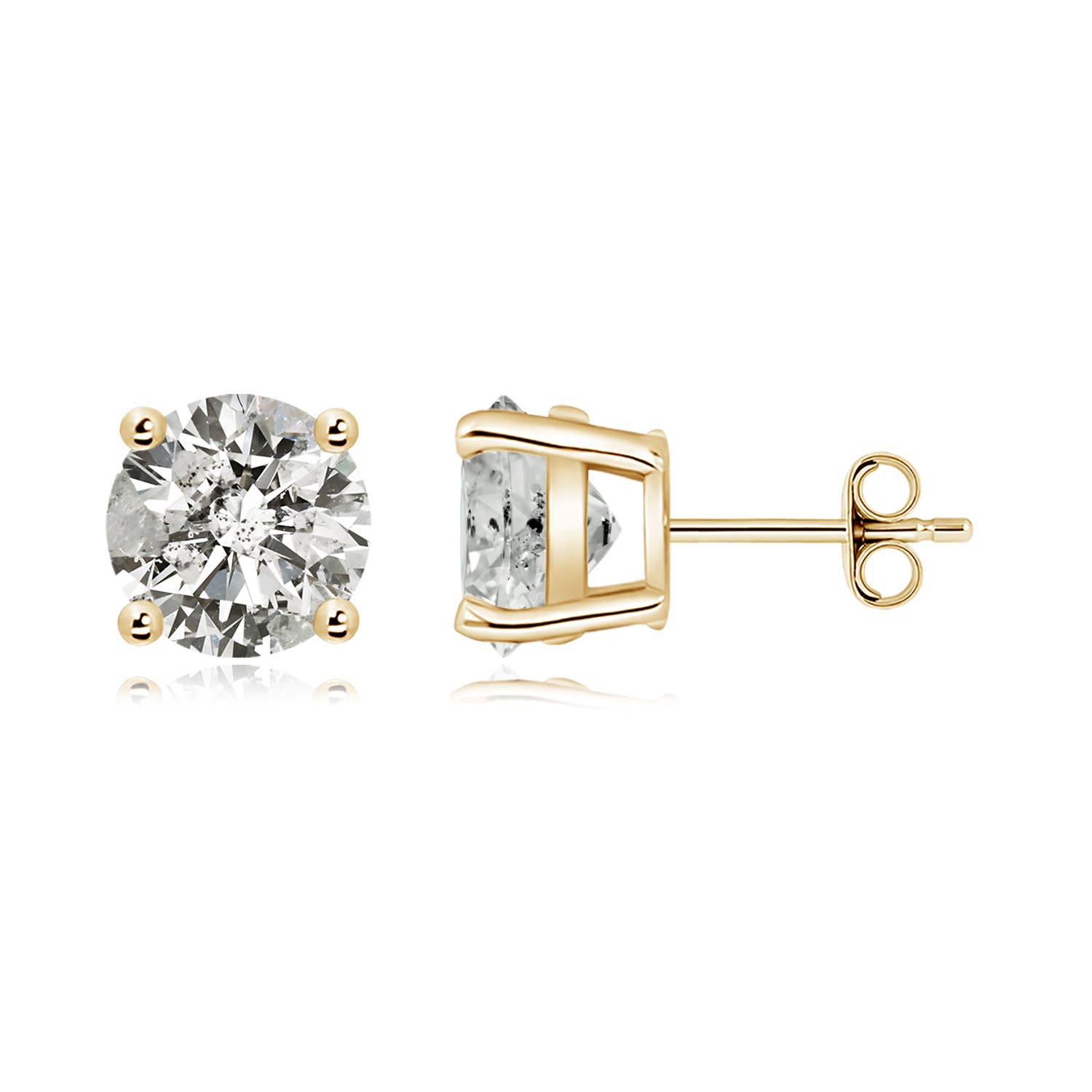 9.4mm KI3 Basket-Set Solitaire Diamond Stud Earrings in Yellow Gold
