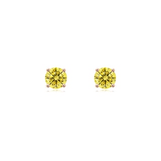 4.6mm AAAA Basket-Set Solitaire Fancy Intense Yellow Diamond Stud Earrings in Rose Gold