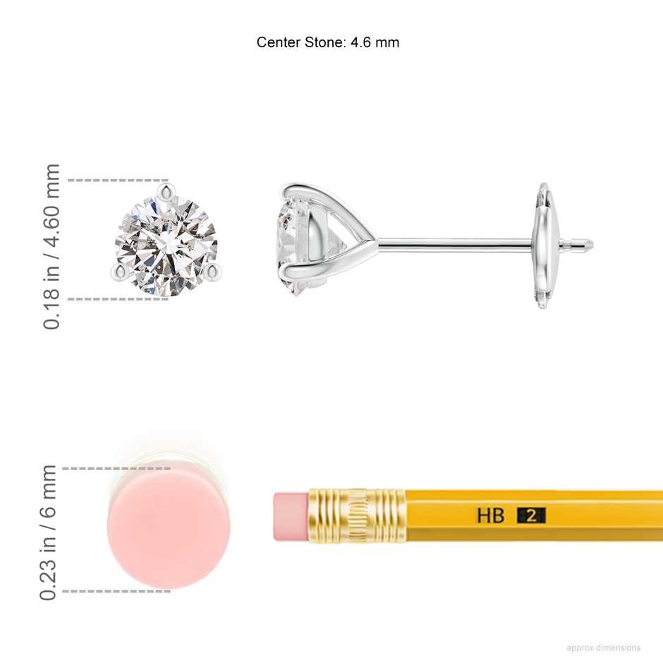 4.6mm IJI1I2 Prong-Set Round Diamond Martini Stud Earrings in White Gold ruler