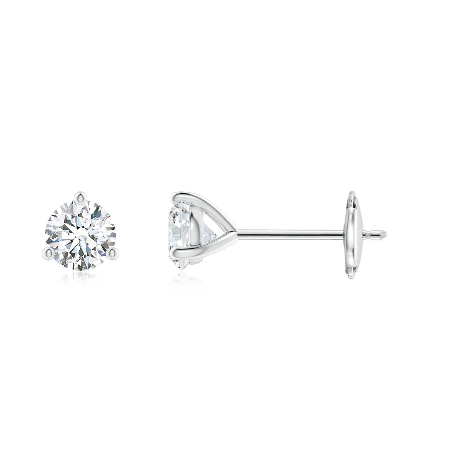4mm GVS2 Prong-Set Round Diamond Martini Stud Earrings in 18K White Gold
