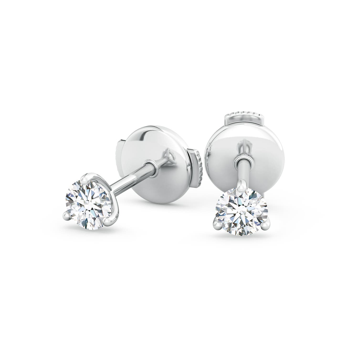 4mm GVS2 Prong-Set Round Diamond Martini Stud Earrings in 18K White Gold