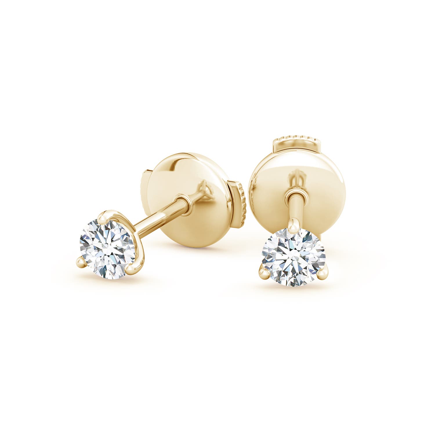 4mm GVS2 Prong-Set Round Diamond Martini Stud Earrings in Yellow Gold