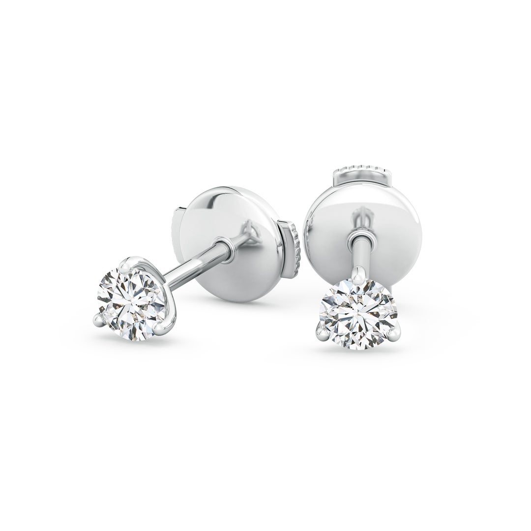 4mm HSI2 Prong-Set Round Diamond Martini Stud Earrings in White Gold - side 5