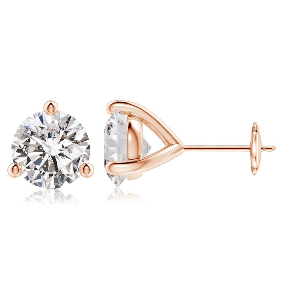 8.9mm IJI1I2 Prong-Set Round Diamond Martini Stud Earrings in Rose Gold 