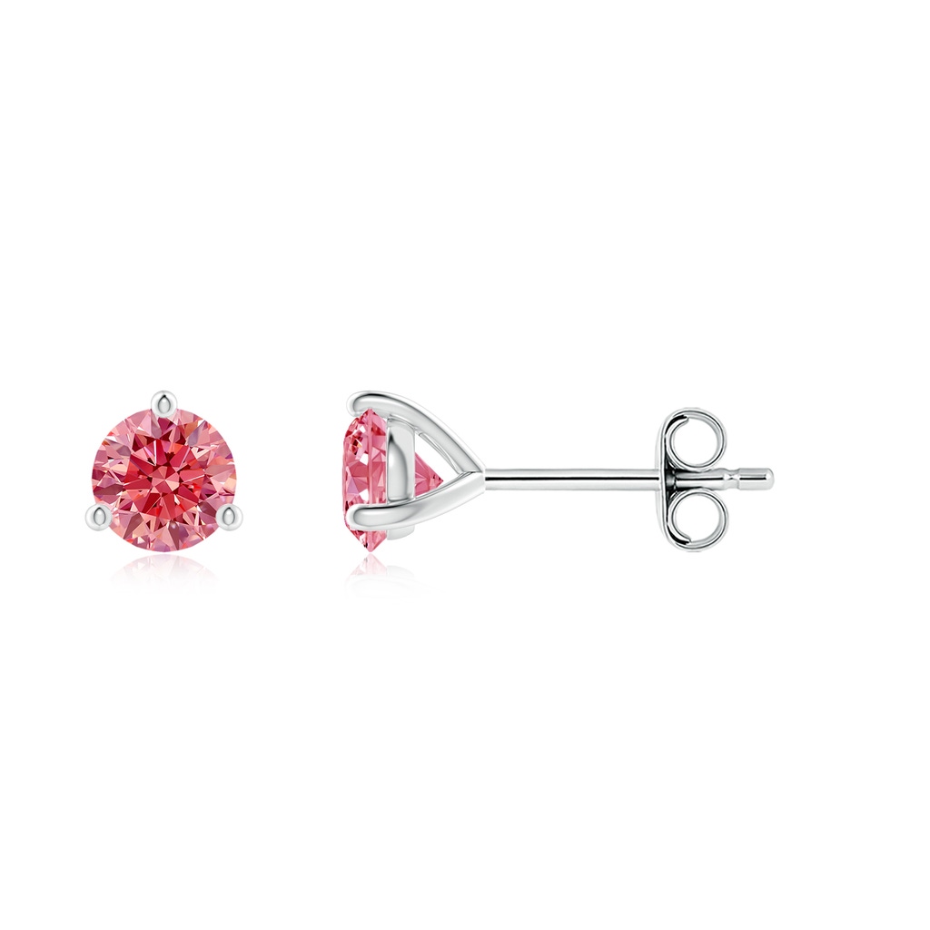 4mm AAAA Prong-Set Round Fancy Intense Pink Diamond Martini Stud Earrings in P950 Platinum