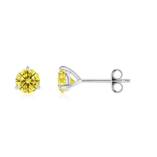 4mm AAAA Prong-Set Round Fancy Intense Yellow Diamond Martini Stud Earrings in P950 Platinum