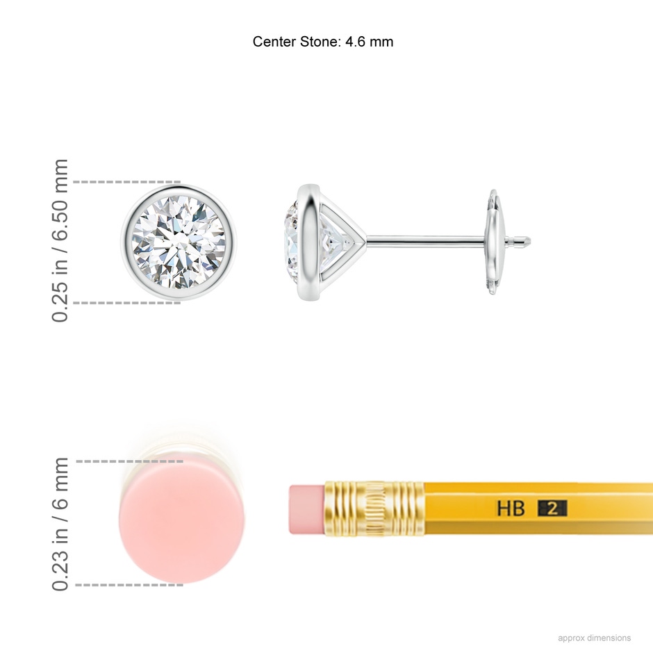 4.6mm GVS2 Bezel-Set Diamond Martini Stud Earrings in White Gold ruler